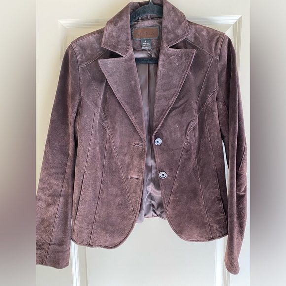 Jackets & Blazers - Siena Suede Jacket Womans Size 4 Brown Leather 2 Button Pockets Y2K Vintage